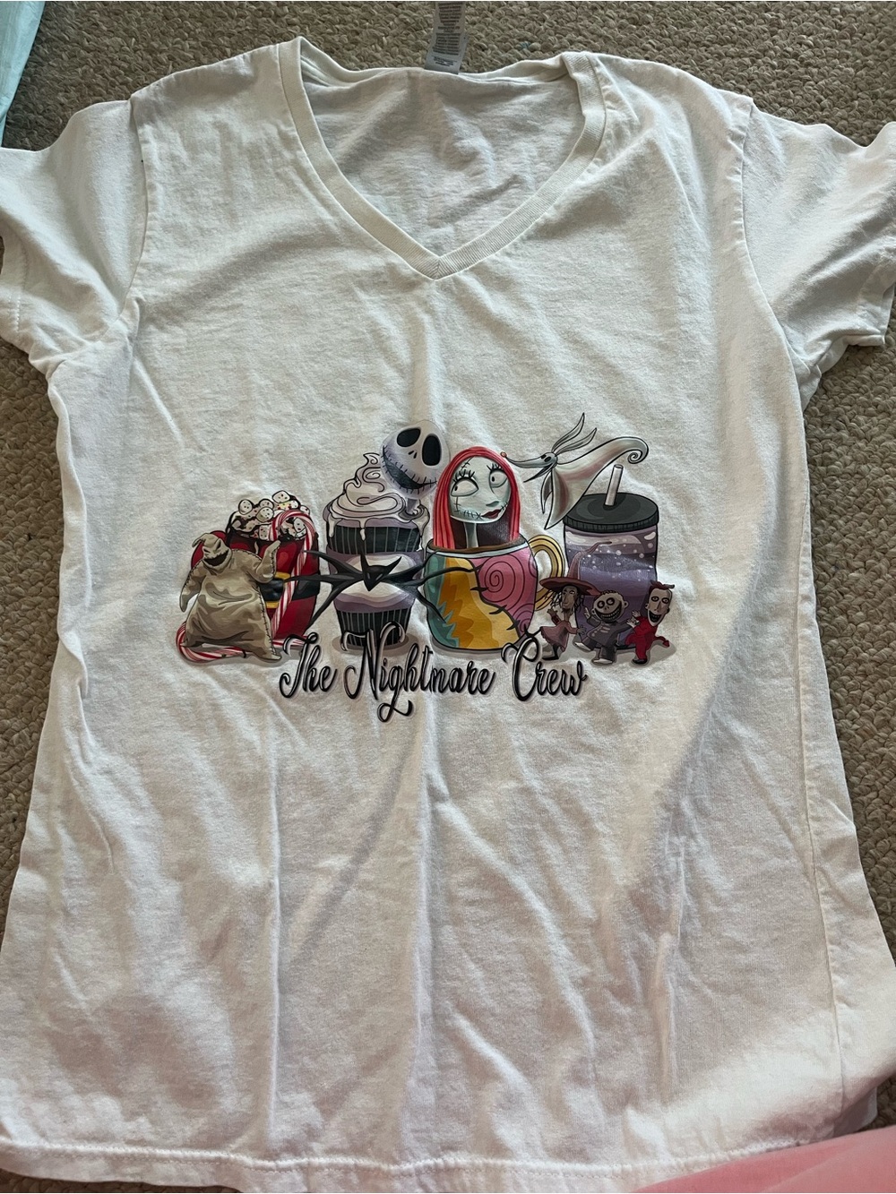 The Nightmare Crew White Girls' Graphic V-Neck Tee